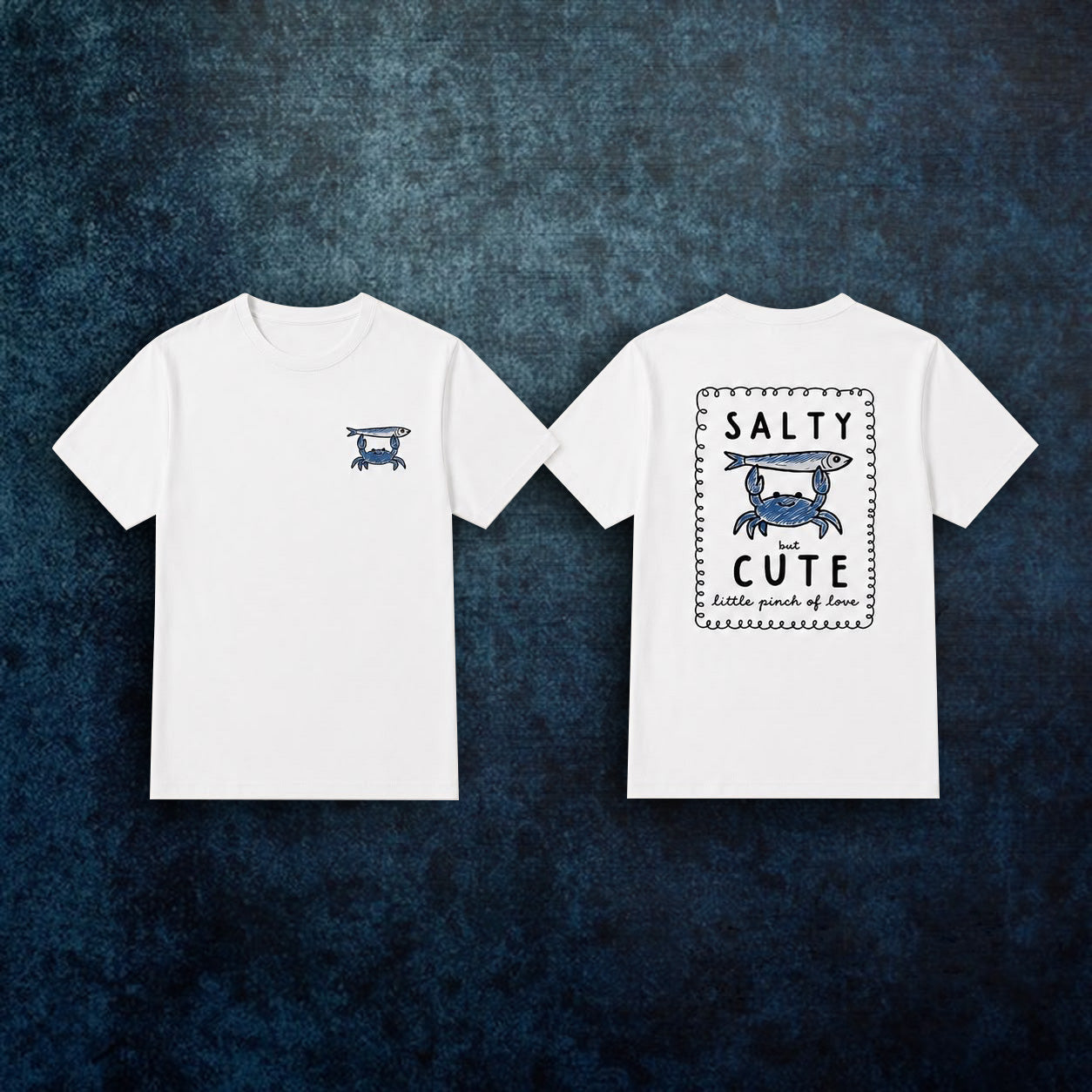 Salty But Cute Crab & Fish Graphic Tee | Coastal Beach T-Shirt